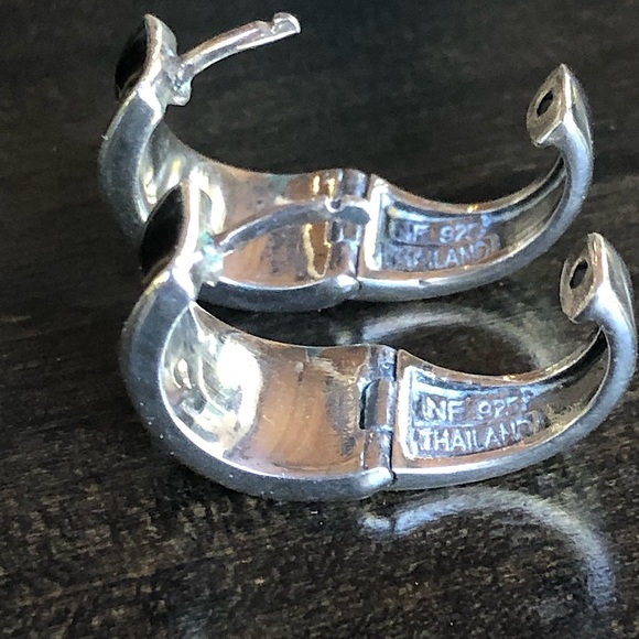 Vintage Sterling Silver, and Marcasite Cuff Earrings - Picture 6 of 7